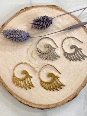 Boutique de bijoux à Toulouse : Ensemble de Créoles en acier inoxydable en forme d'ailes