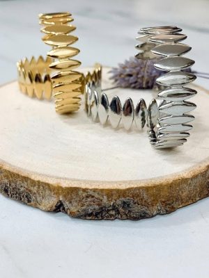 Boutique de bijoux à Toulouse : 2 paires de boucles d'oreilles créoles en acier inoxydable argenté et doré avec de multiple ovales