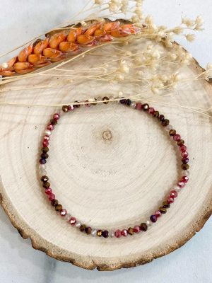 Boutique de bijoux à Toulouse : Bracelet élastique avec ses perles facettées rouges