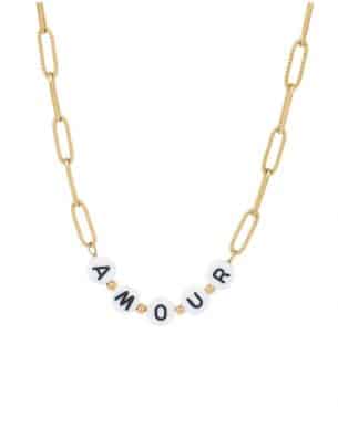 Collier Amour doré acier inoxydable