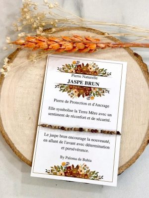 Boutique de bijoux à Toulouse : Bracelet fin en cordon avec pierres naturelles de jaspe brèche