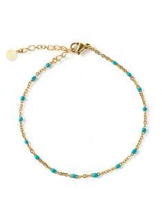 Bracelet Pecas turquoise doré en acier inoxydable