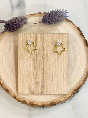 Boutique de bijoux Toulouse : Puces en acier inoxydable doré en forme étoile avec un strass