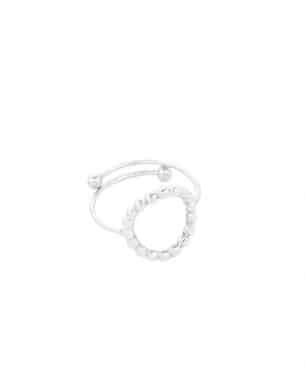 Bague Bolitas rond argenté acier inoxydable