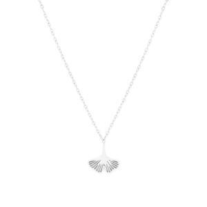 Collier ginkgo argente acer inoxydable