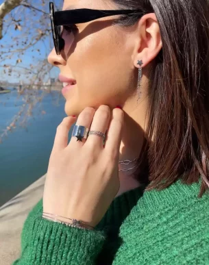 folhas bague ajustable argente mannequin boutique bijoux toulouse