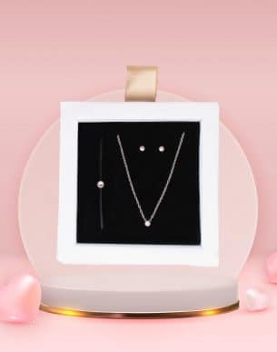 Composition trio diamante de bijoux en acier inoxydable argenté