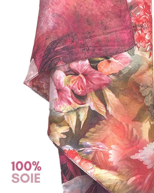 Foulard en soie Flor rosas avec motif fleuri