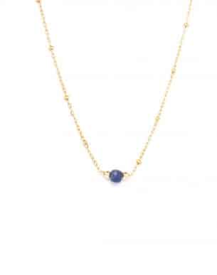 Collier Pebbles lapis lazuli en acier inoxydable