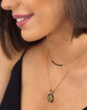 Collier arco noir en acier inoxydable porte