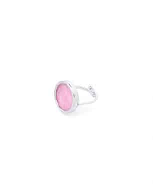 Bague poca silver en quartz rose et acier inoxydable