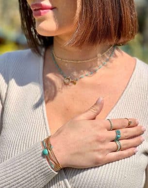 semainier cristali gold turquoise mannequin