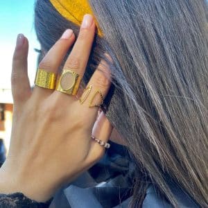 Bague Double doré en acier inoxydable mannequin