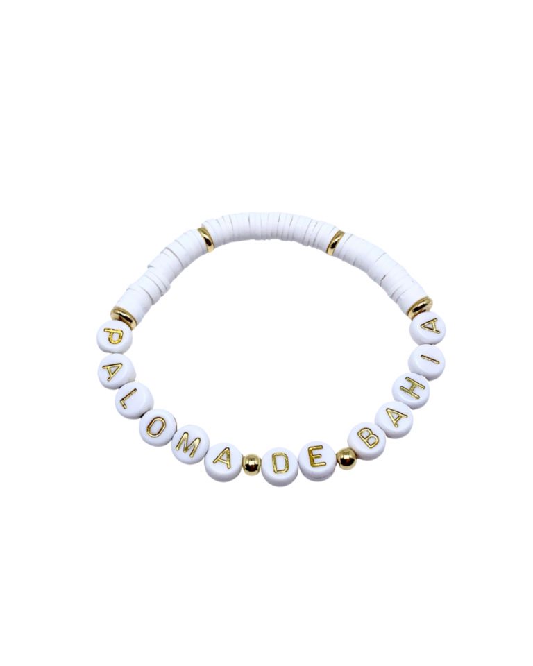 Bracelet Paloma de Bahia en perles plates blanches