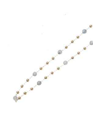 Collier gueixa avec pierre naturelle pierre de lune et en acier inoxydable