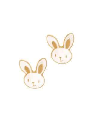 Puces Lapin dore en acier inoxydable