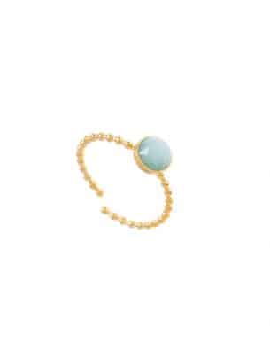 Bague doré avec pierre Amazonite en acier inoxydable