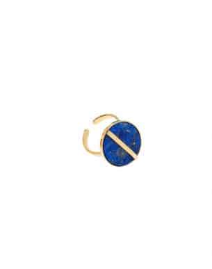 Bague esperanca ovale lapis lazuli acier inoxydable