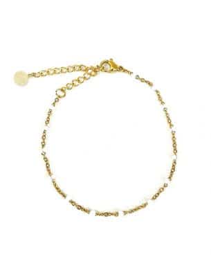 Bracelet pesas blanc doré en acier inoxydable