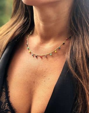 Collier arc-en-ciel acier inoxydable