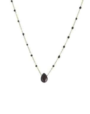 Collier luvia en acier inoxydable et pierre naturelle agate noire