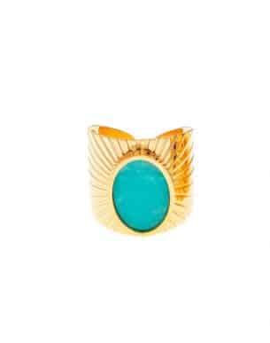 Bague Elle en acier inoxydable de couleur doré avec pierre Turquoise
