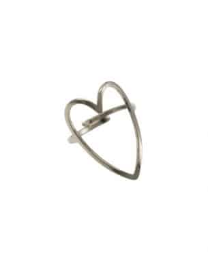 bague en acier inoxydable argenté en forme de cœur