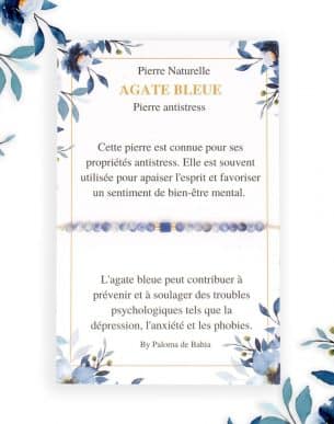 Bracelet agate bleue cordon pierres naturelles