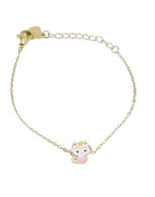 Bracelet pour enfant dore avec pendentif tête de chat