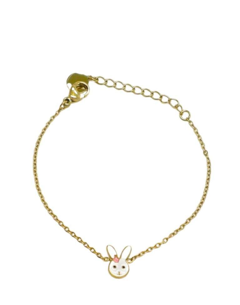 Bracelet pour enfant dore avec pendentif tête de lapin