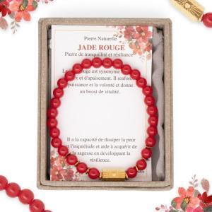Bracelet Caixa en pierres naturelles Jade Rouge boite