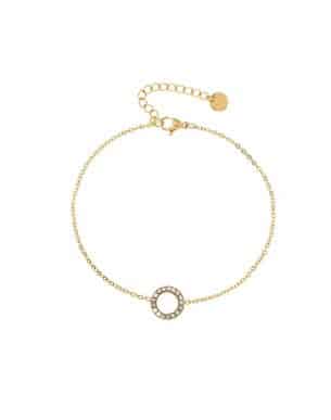 bracelet en acier inoxydable doré avec un strass
