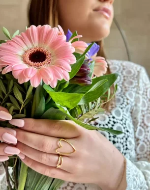 Bague Grand Coeur dore porté boutique bijoux toulouse