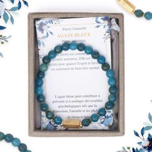 Bracelet pierres naturelles agate bleue caixa
