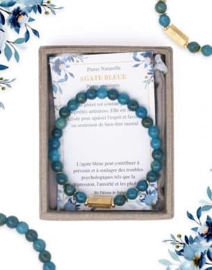 Bracelet pierres naturelles agate bleue caixa