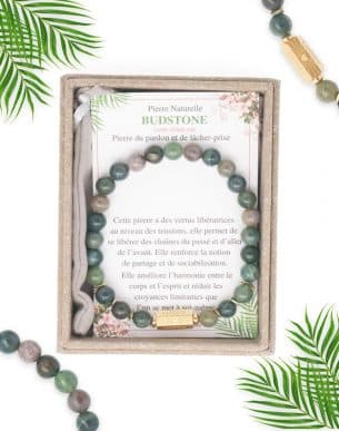 Bracelet caixa pierres naturelles Budstone boite