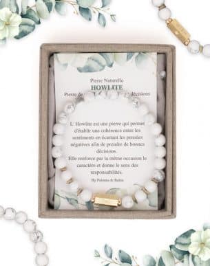 Bracelet Caixa pierres naturelles Howlite boite