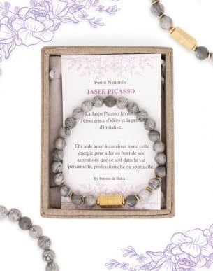 Bracelet Caixa pierres naturelles Jaspe Picasso boite