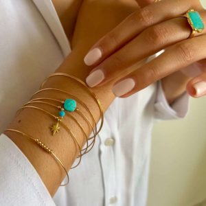 Bracelet semainier cristali turquoise acier inoxydable photo mannequin
