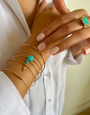 Bracelet semainier cristali turquoise acier inoxydable photo mannequin