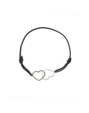 Bracelet Dupla cordon noir en coeur en acier inoxydable