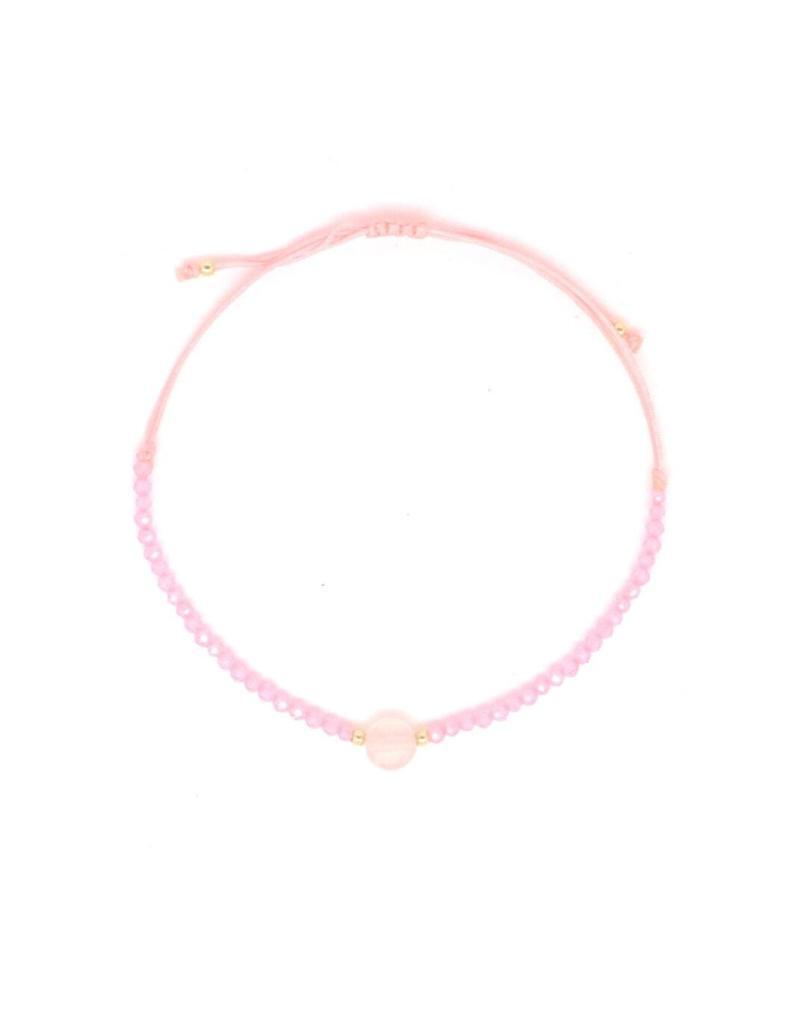 Bracelet cordon Chupas pearl quartz rose