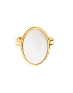 bague nacrada dore en acier inoxydable et pierre naturelle de nacre