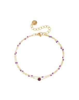 Bracelet Double améthyste acier inoxydable