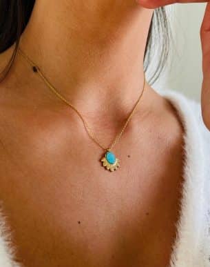 Collier Espelho turquoise acier inoxydable mannequin