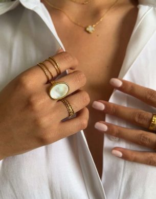 bague lorenza blanc en acier inoxydable mannequin