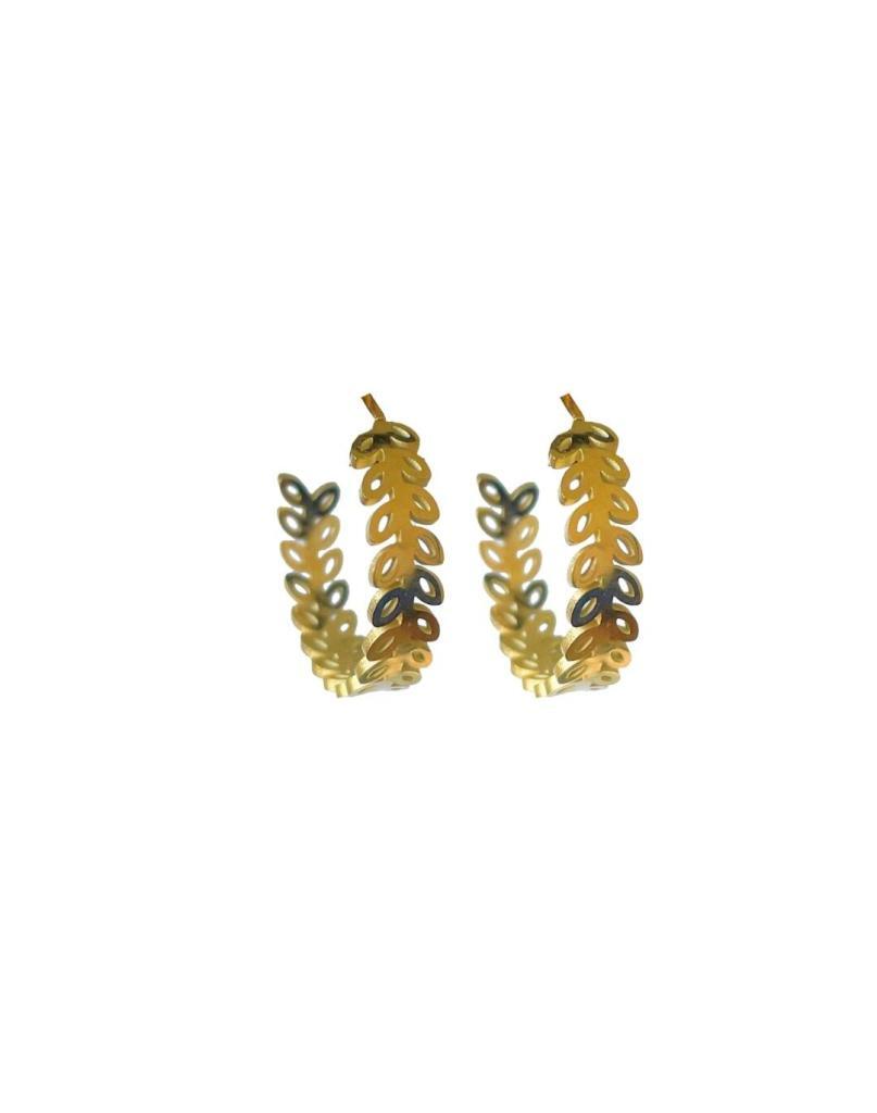 boutique bijoux toulouse : boucles creoles folhas en acier inoxydable dore