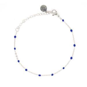 boutique bijoux toulouse : bracelet pecas en acier inoxydable argente variation perles bleues