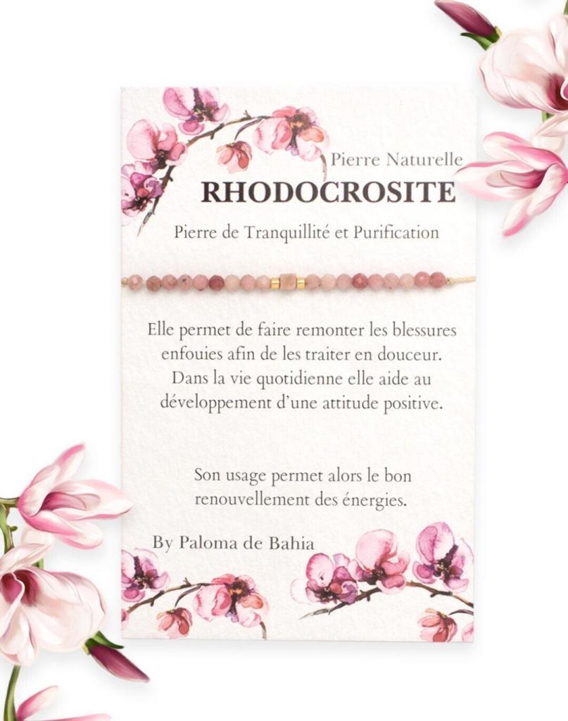boutique de bijoux à toulouse : rhodochrosite bracelet cordon pierre naturelle