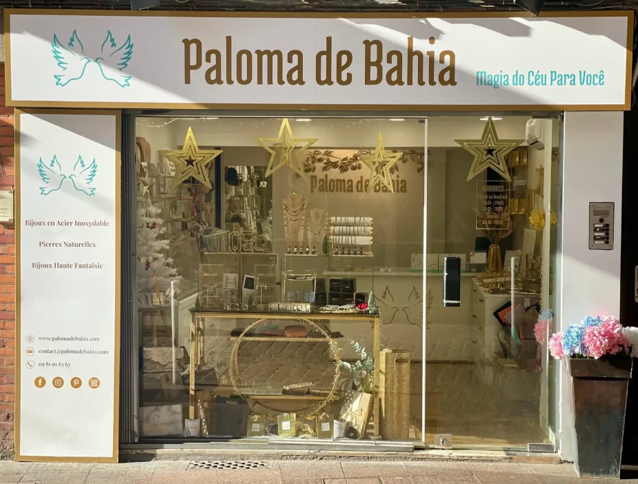 Boutique de bijoux à Toulouse :devanture de la boutique pour l'article sur les bijoux en acier inoxydable à Toulouse Paloma de Bahia